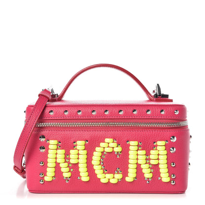 MCM Calfskin Neon Studded Rockstar Vanity Case Love Potion 1 of 10