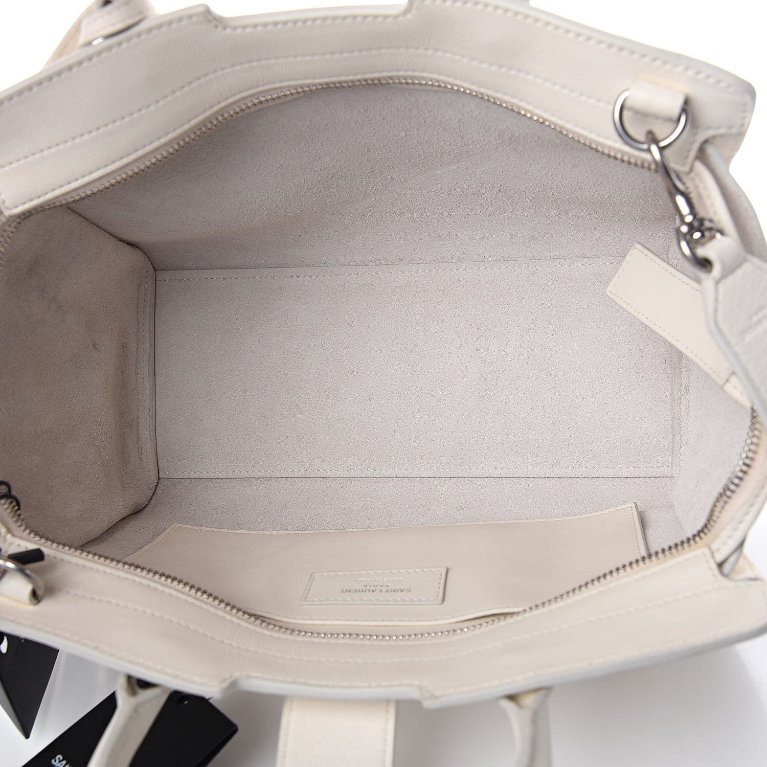 Saint Laurent Smooth Calfskin Heart Embroidered Baby Monogram Downtown Cabas New Milk 5 of 16