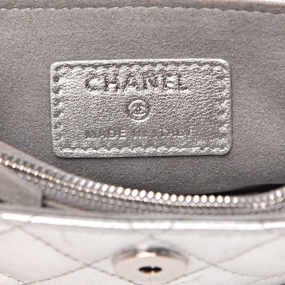 Chanel Metallic Lambskin Quilted Mini Phone Holder Clutch Silver 6 of 10