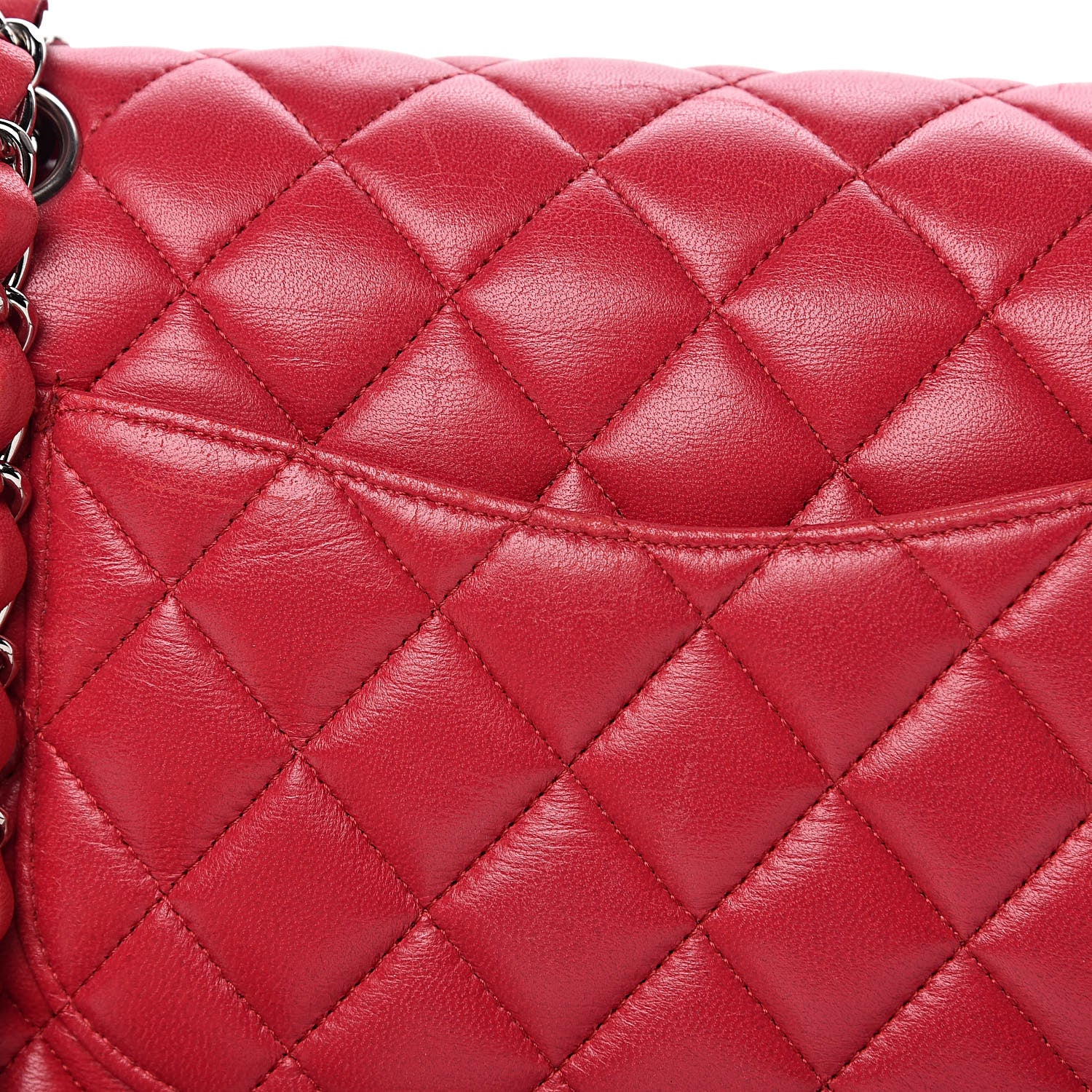 Chanel Lambskin Quilted Medium Double Flap Dark Pink 13 of 17