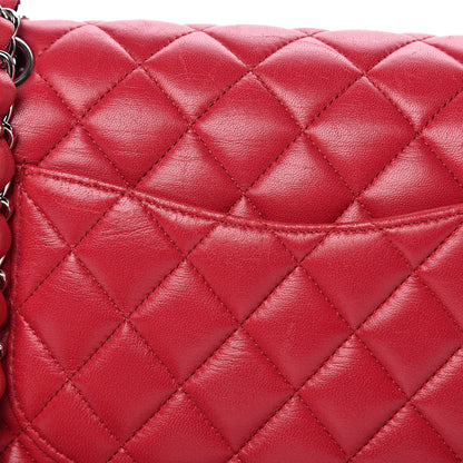 Chanel Lambskin Quilted Medium Double Flap Dark Pink 13 of 17