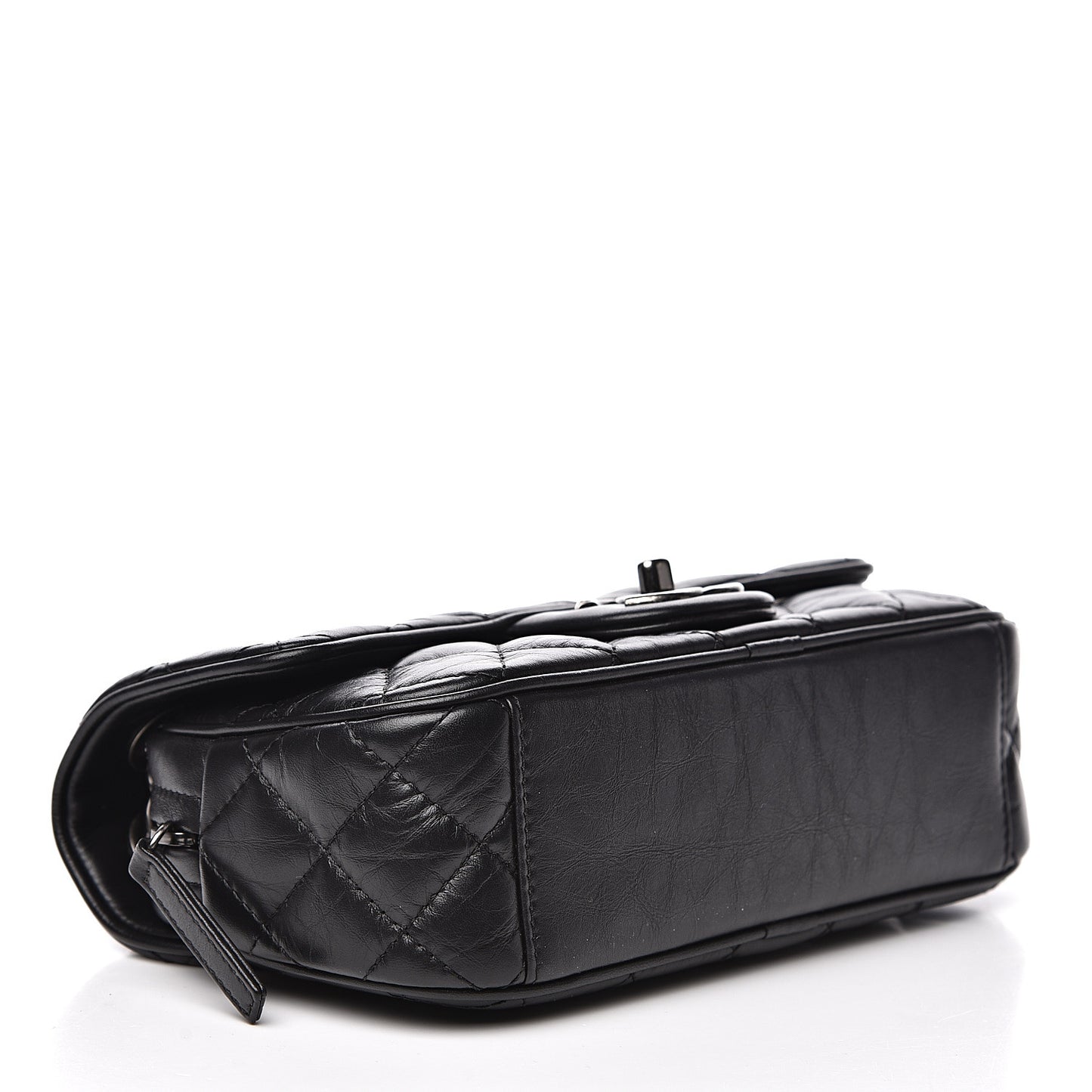 Aged Calfskin Quilted Small Easy Flap Black