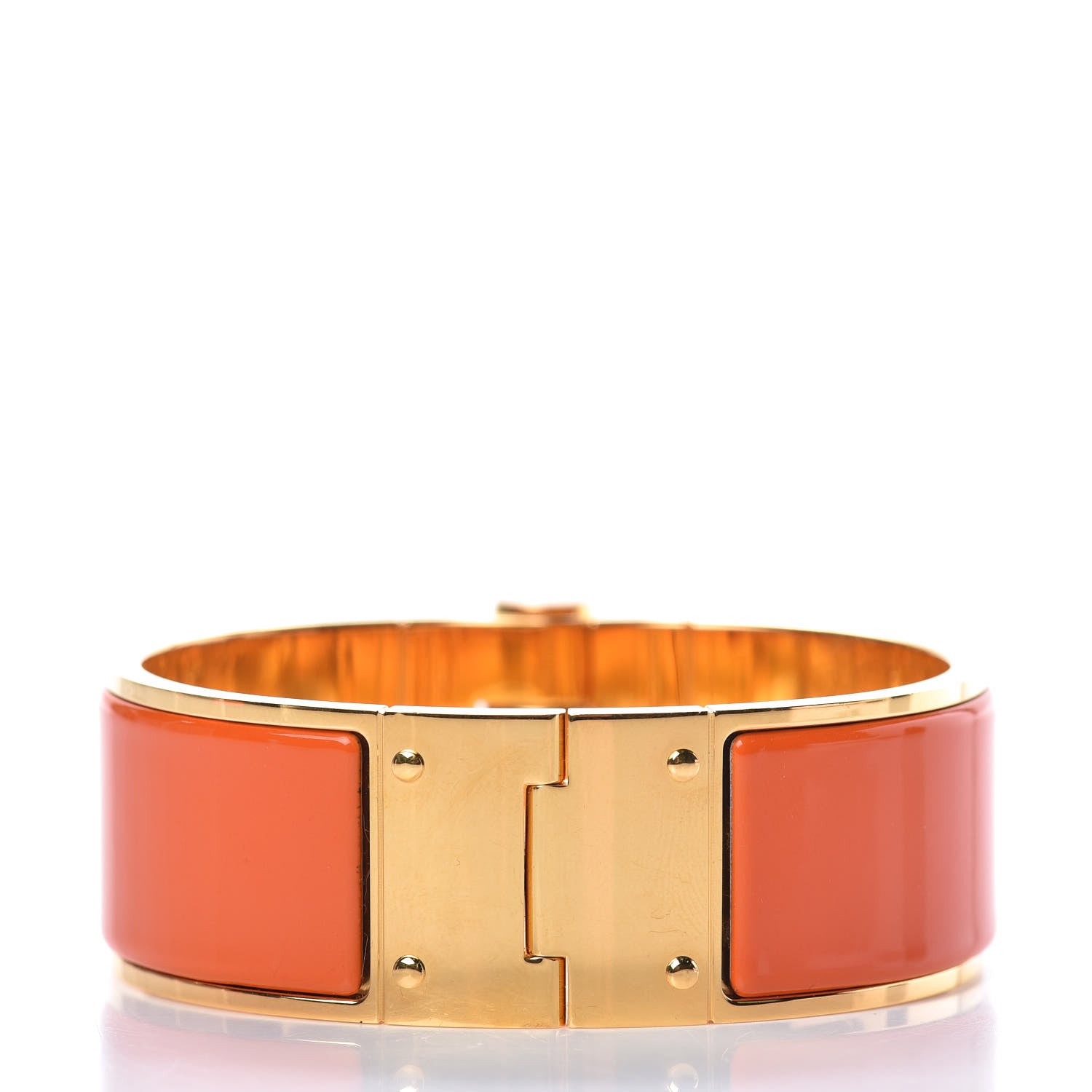 Hermes Enamel Charniere Uni Wide Hinged Bracelet M Orange 3 of 6