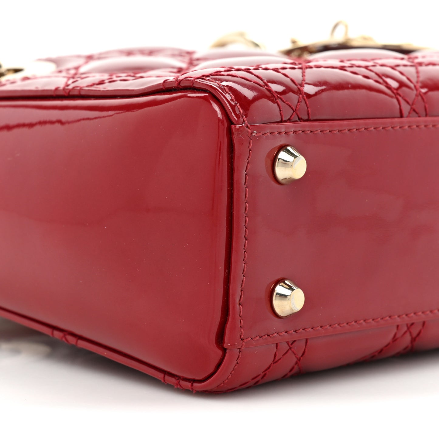 Patent Cannage Mini Lady Dior Red