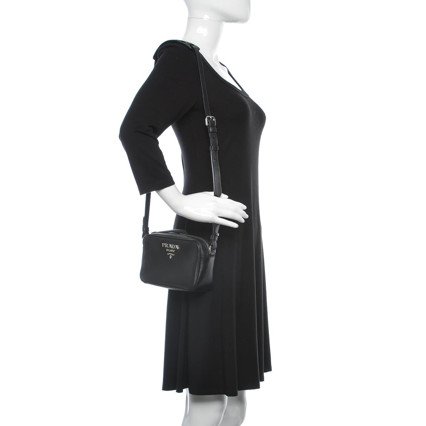Soft Calfskin Camera Crossbody Bag Black