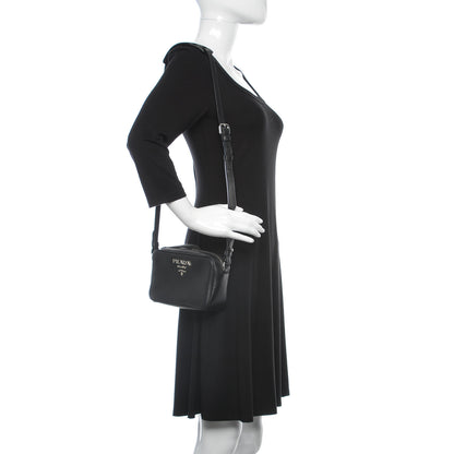 Prada Soft Calfskin Camera Crossbody Bag Black 2 of 10