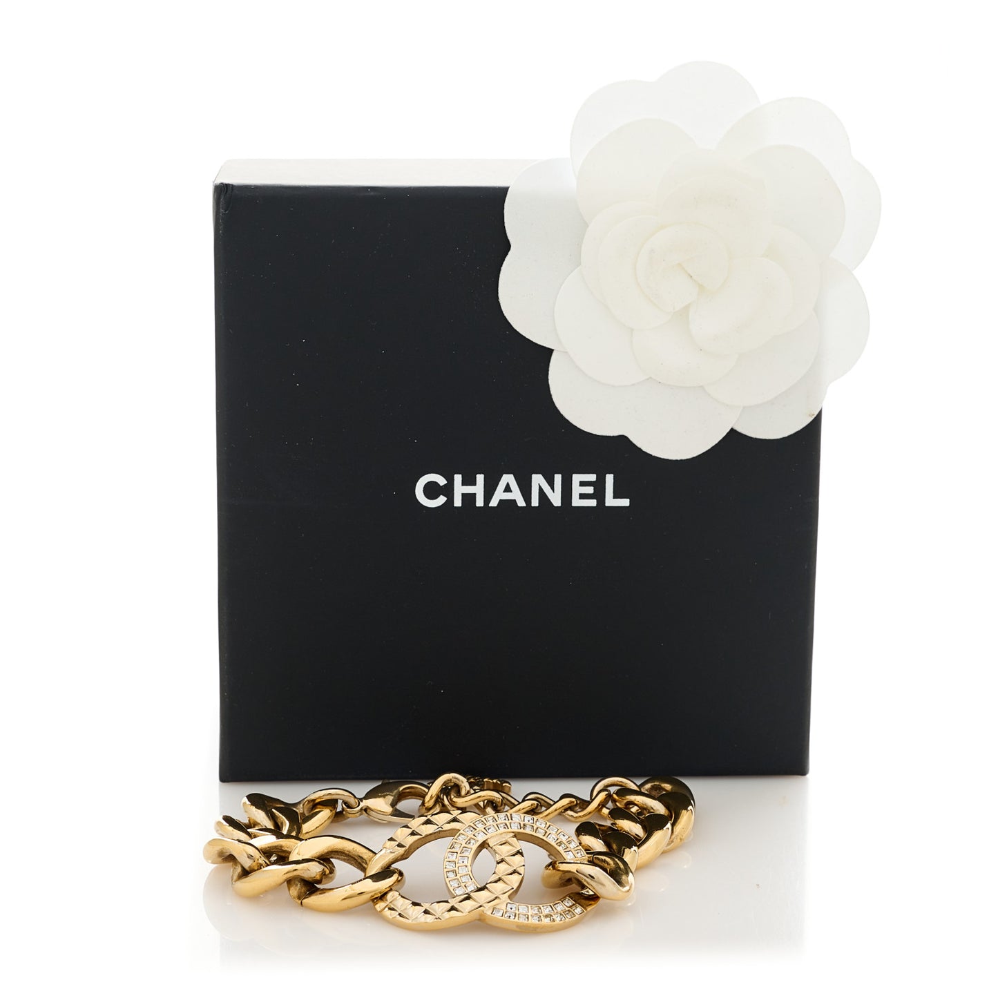 Crystal CC Link Chain Bracelet Gold