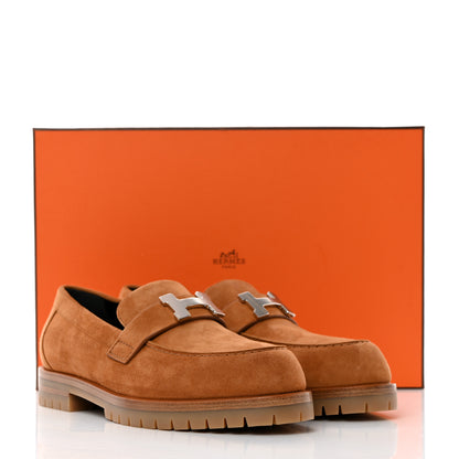 Hermes Suede Goatskin Womens Faubourg Loafers 35.5 Naturel 9 of 9