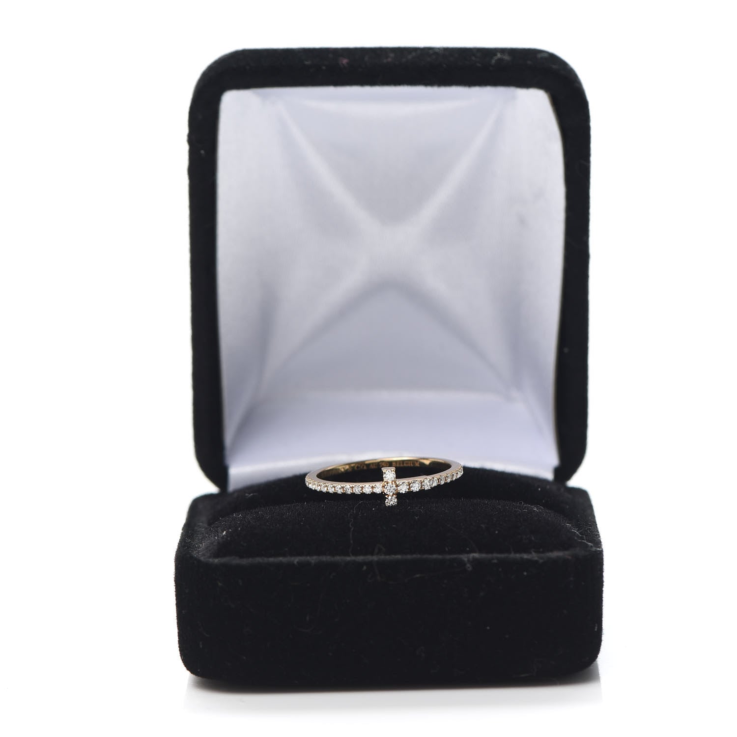 Tiffany 18K Yellow Gold Diamond T Wire Pave Ring 50 5.5 5 of 5