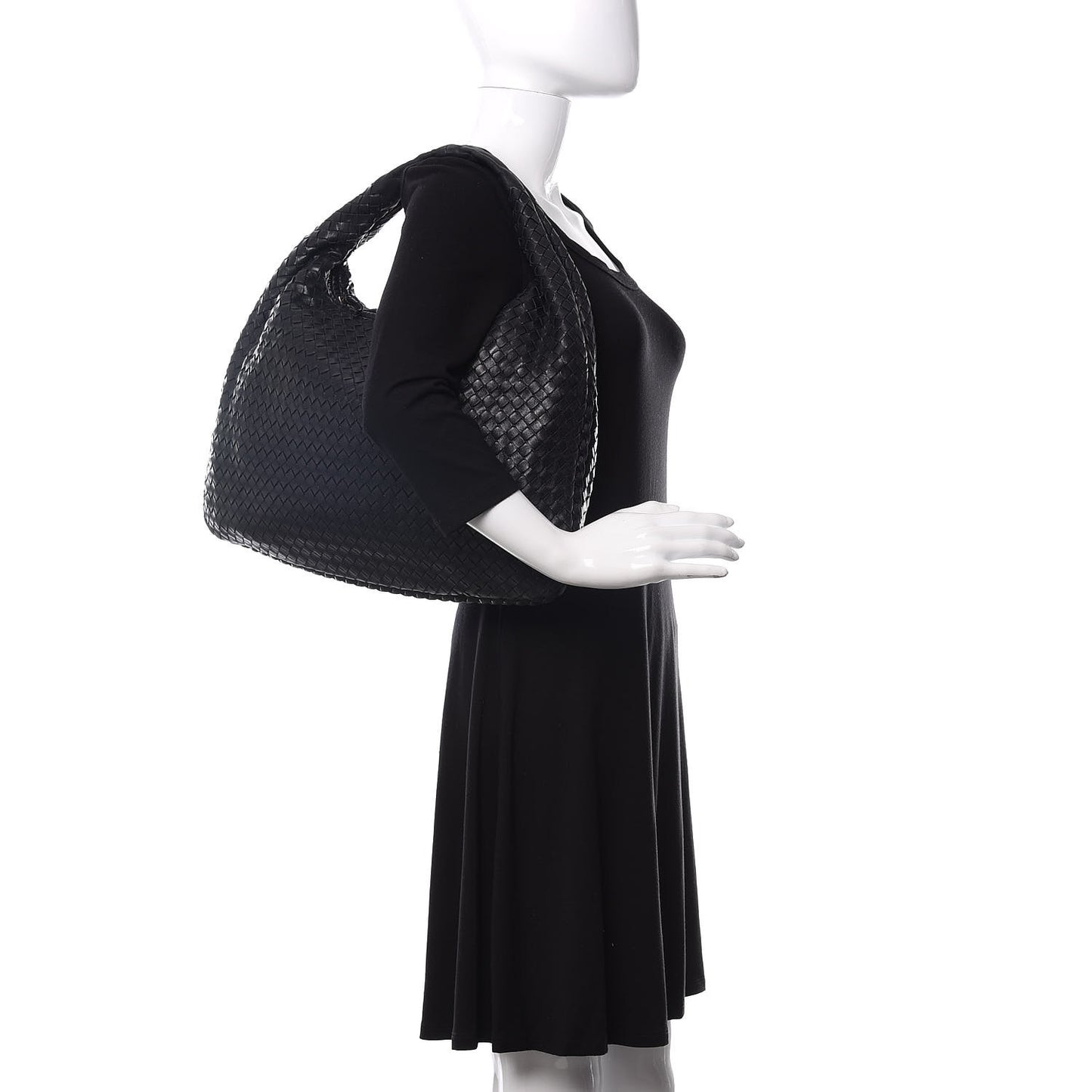 Nappa Intrecciato Large Veneta Hobo Black