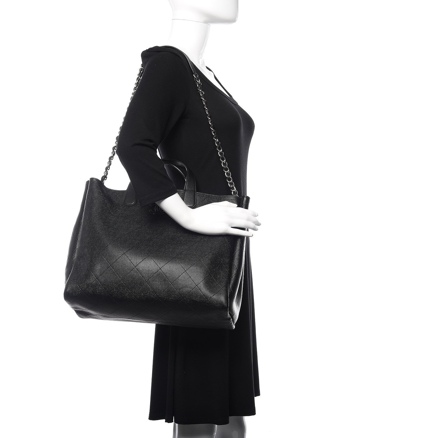Chanel Caviar Stitched Large Shopping Tote Black 2 of 10