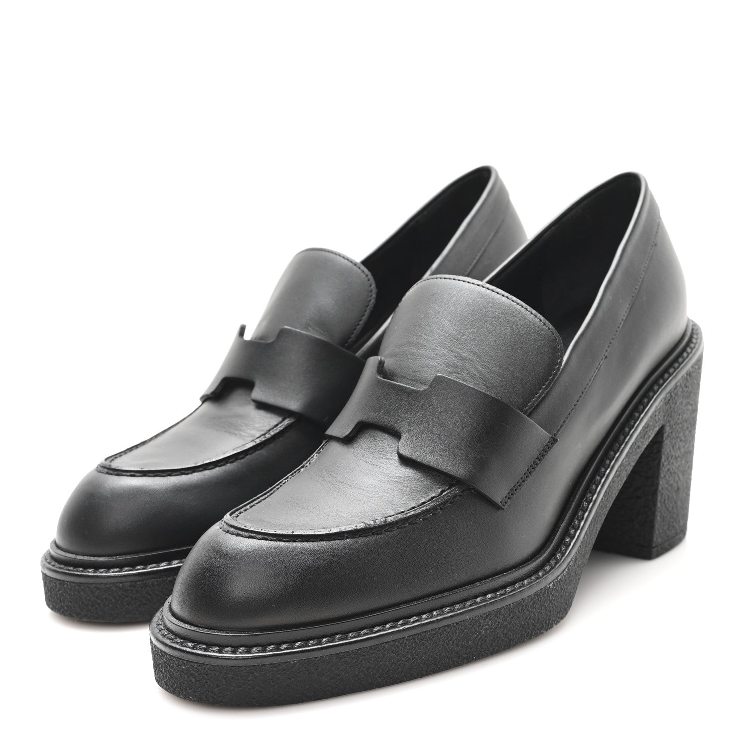 Hermes Calfskin Didi 70 Loafers 38 Black 4 of 9