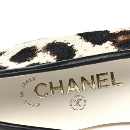 Chanel Pony Hair Calfskin Cap Toe CC Ballerina Flats 38.5 White Brown Black 37.5 White Brown Black 8 of 10