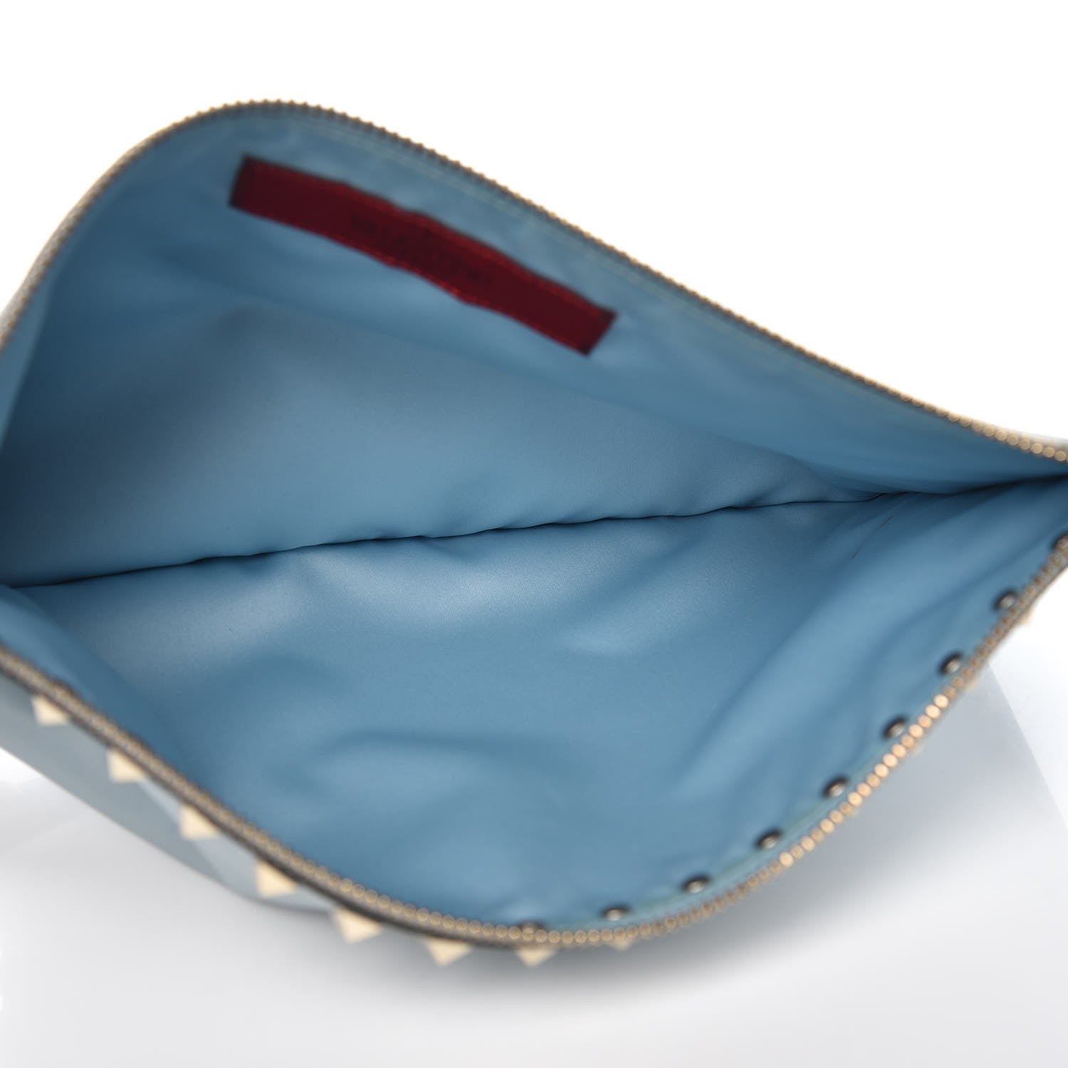 Valentino Garavani Vitello Large Rockstud Zip Pouch Sky Sorbet 5 of 9