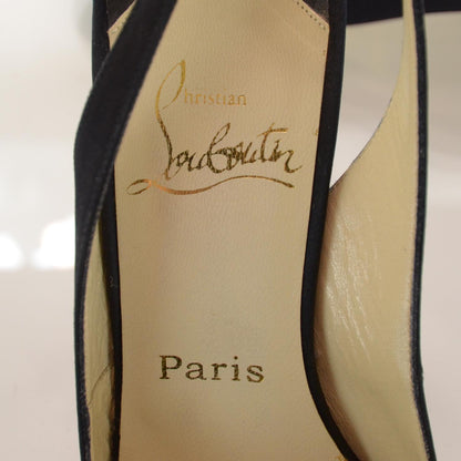 Christian Louboutin Satin Slingback Buckle Pumps 38.5 Black 5 of 6