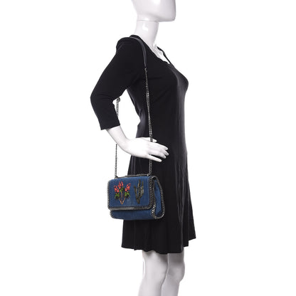 Stella McCartney Eco Denim Embroidered Falabella Crossbody Cerulean 2 of 10