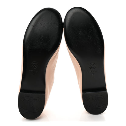 Chanel Lambskin Bow Mary Jane Flats 37 Beige Black 6 of 9