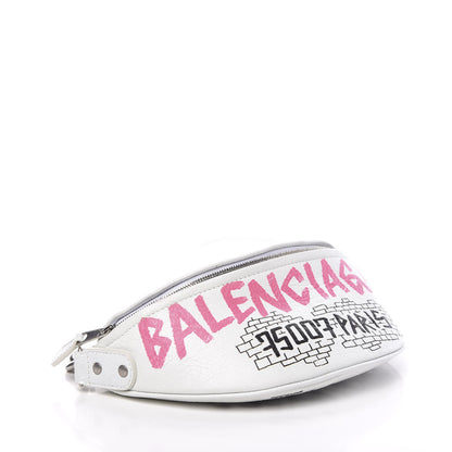 Balenciaga Agneau Arena Graffiti All Over XXS Souvenir Belt Bag White Multicolor 3 of 9