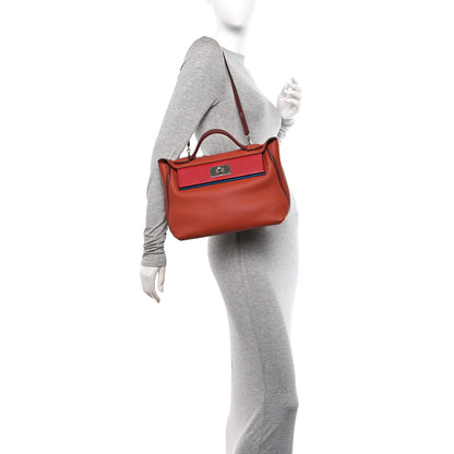 Hermes Evercolor Swift 24/24 29 Brique Rouge H Rouge Piment Bleu Frida 2 of 11