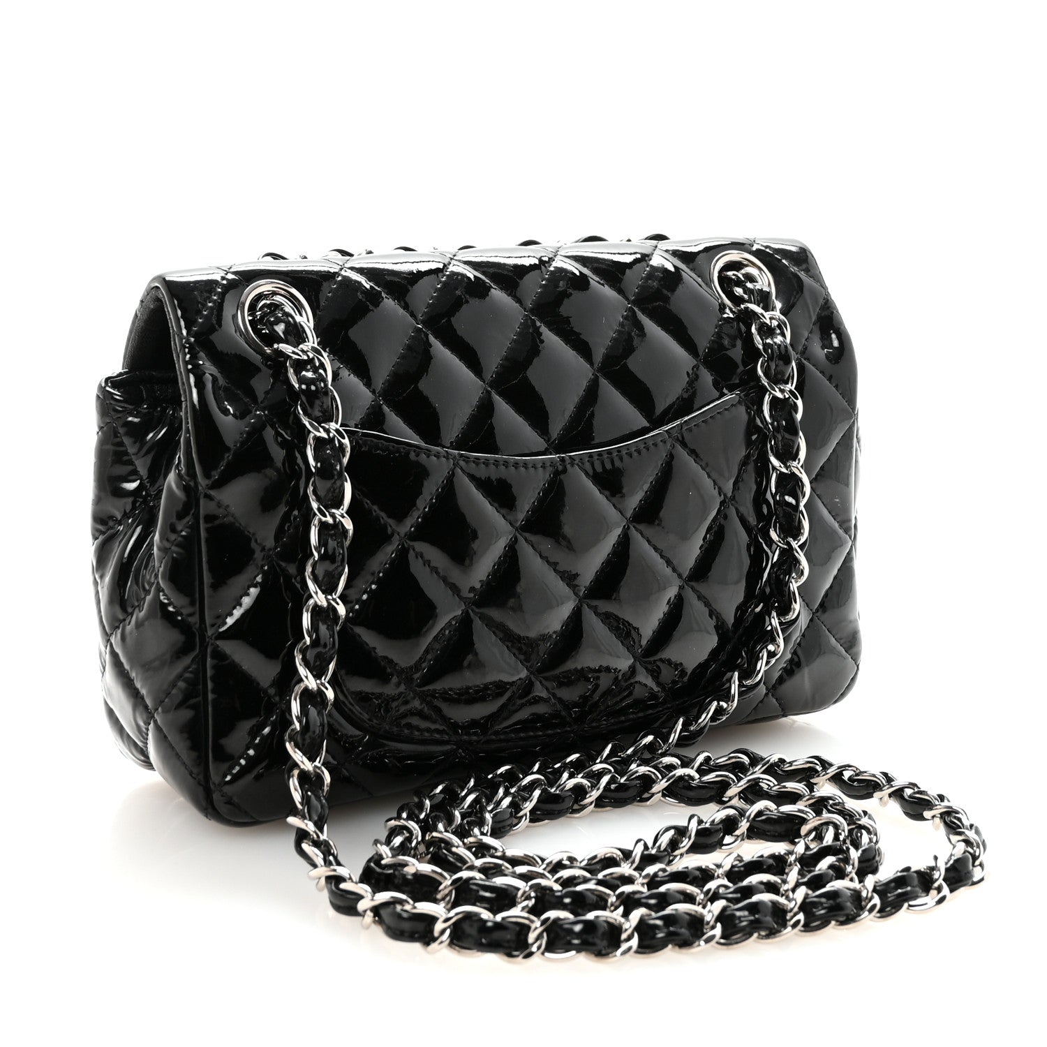 Chanel Patent Calfskin Quilted Mini Rectangular Flap Black 3 of 10