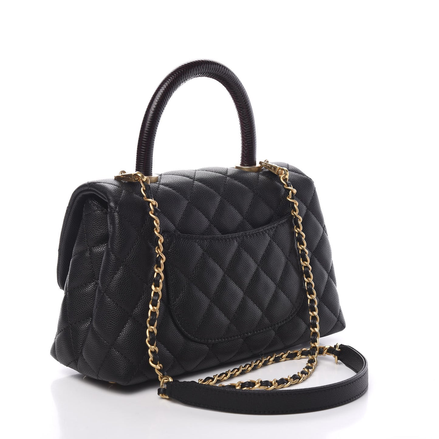 Caviar Quilted Mini Coco Handle Flap Black
