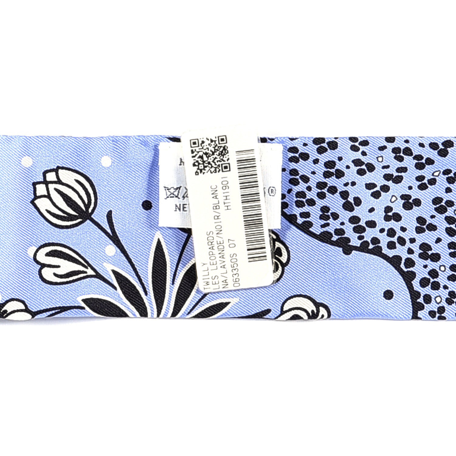 Hermes Silk Les Leopards Twilly Lavande Black White 2 of 3