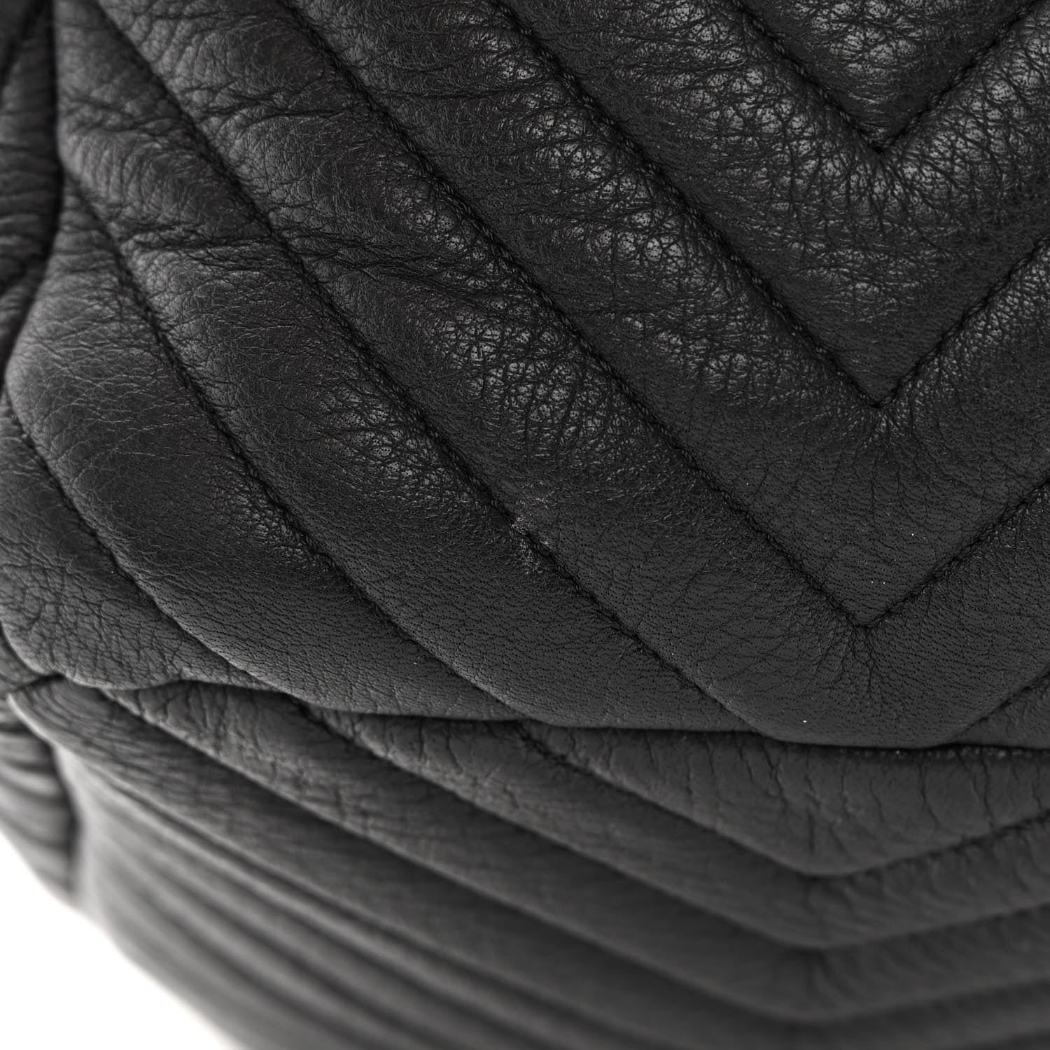 Chanel Deerskin Chevron Large CC Chain Bucket Drawstring Bag Black 11 of 15