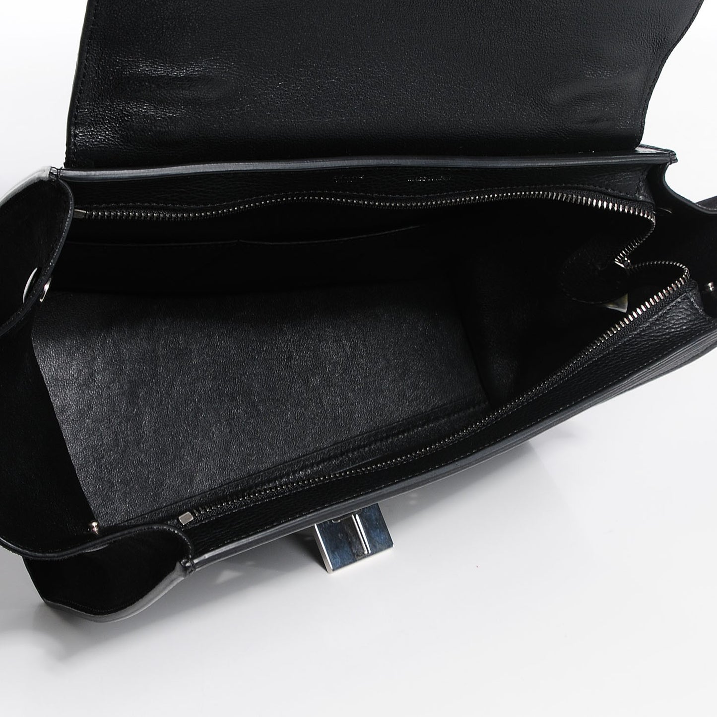 Drummed Calfskin Suede Small Trapeze Black