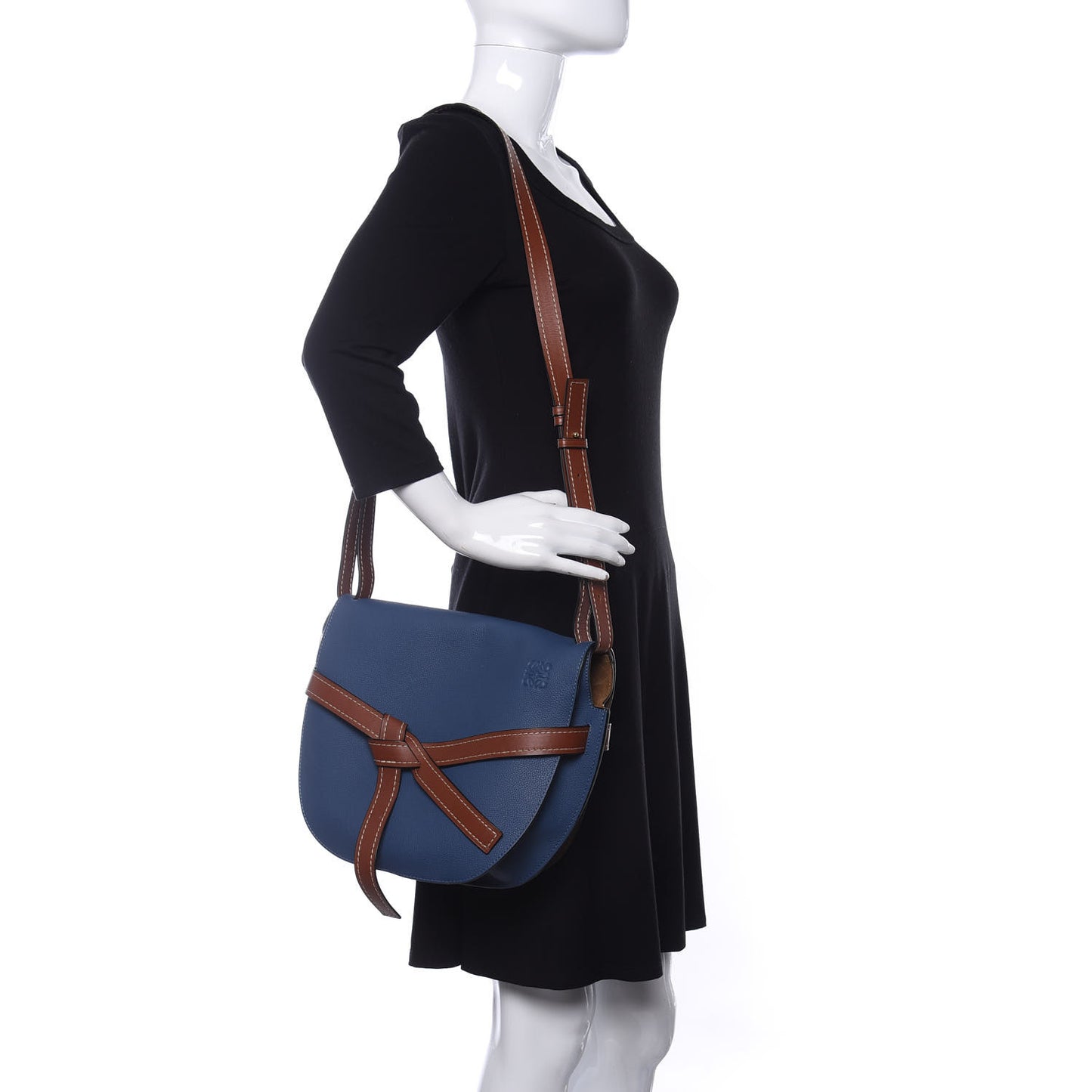 Grained Calfskin Small Gate Crossbody Bag Varsity Pecan