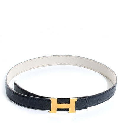 Hermes Courchevel Swift Reversible Constance 24mm H Belt Indigo and Blanc 68 1 of 6