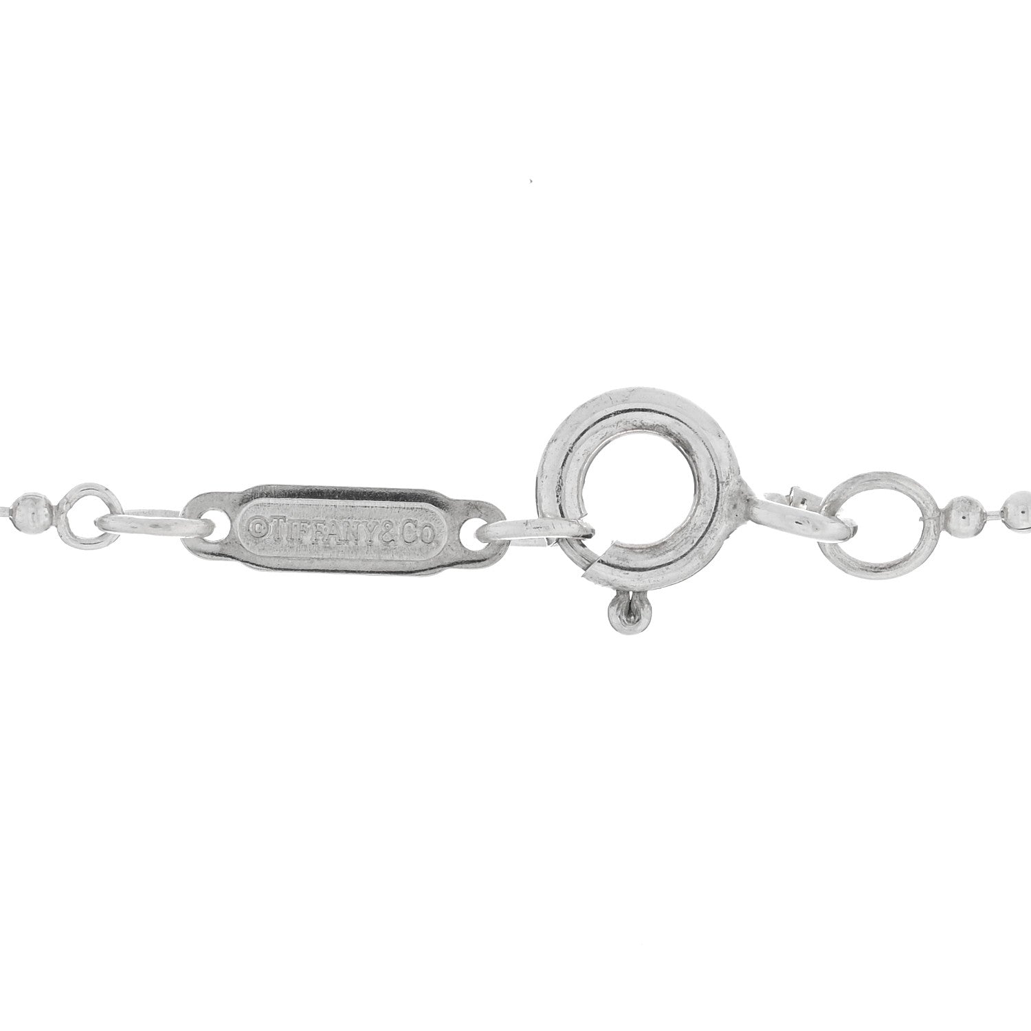 Tiffany Sterling Silver Small Oval Key Pendant Bead Necklace 4 of 4