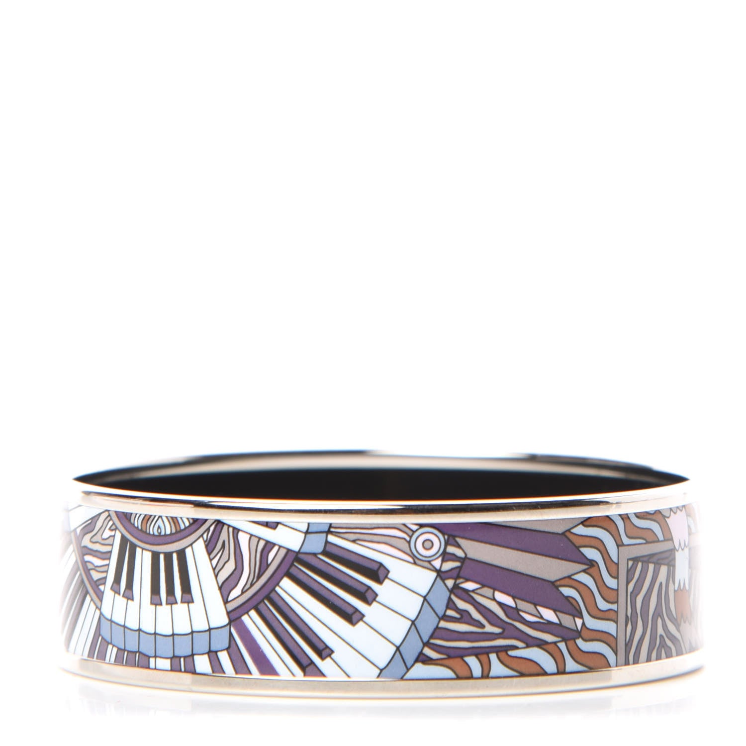 Hermes Enamel Printed Point D’Orgue Wide Bracelet 62 1 of 6