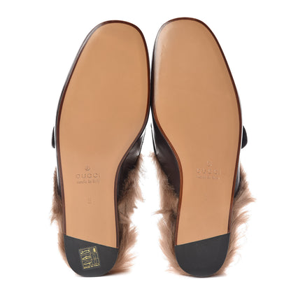 Gucci Goatskin Fur Web GG Mens Princetown Slippers 5 Cocoa 5 of 8