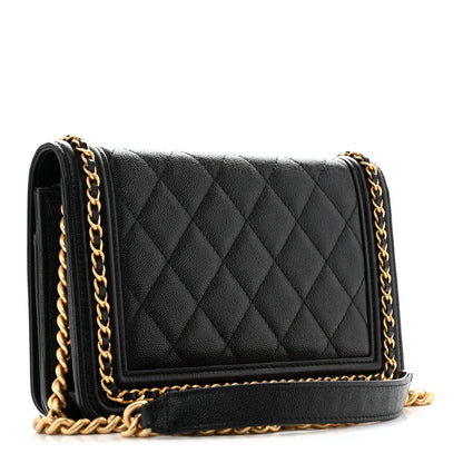 Chanel Caviar Quilted Chain Around Boy Wallet On Chain WOC Black 3 of 13