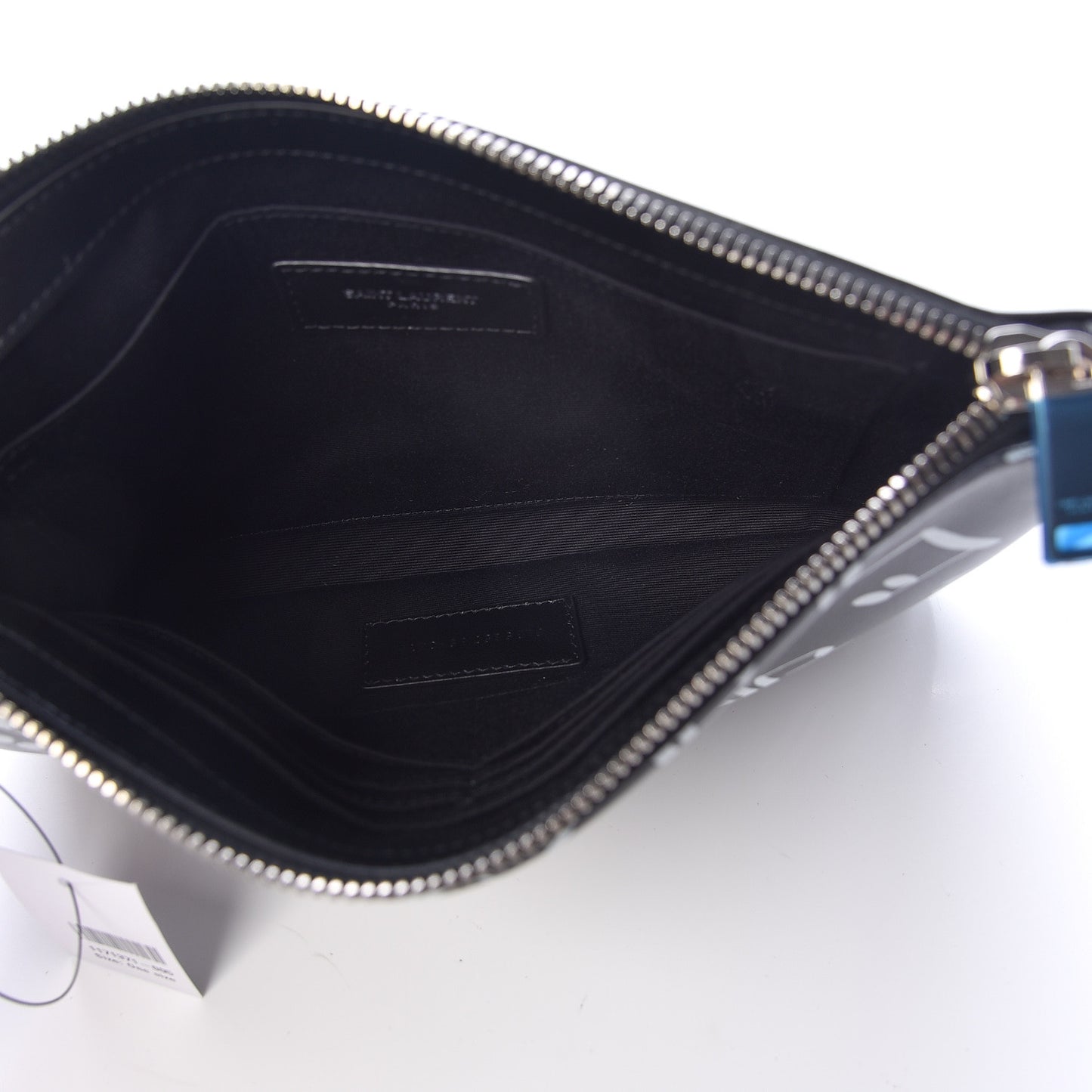 Calfskin Musical Notes Zip Pouch Black