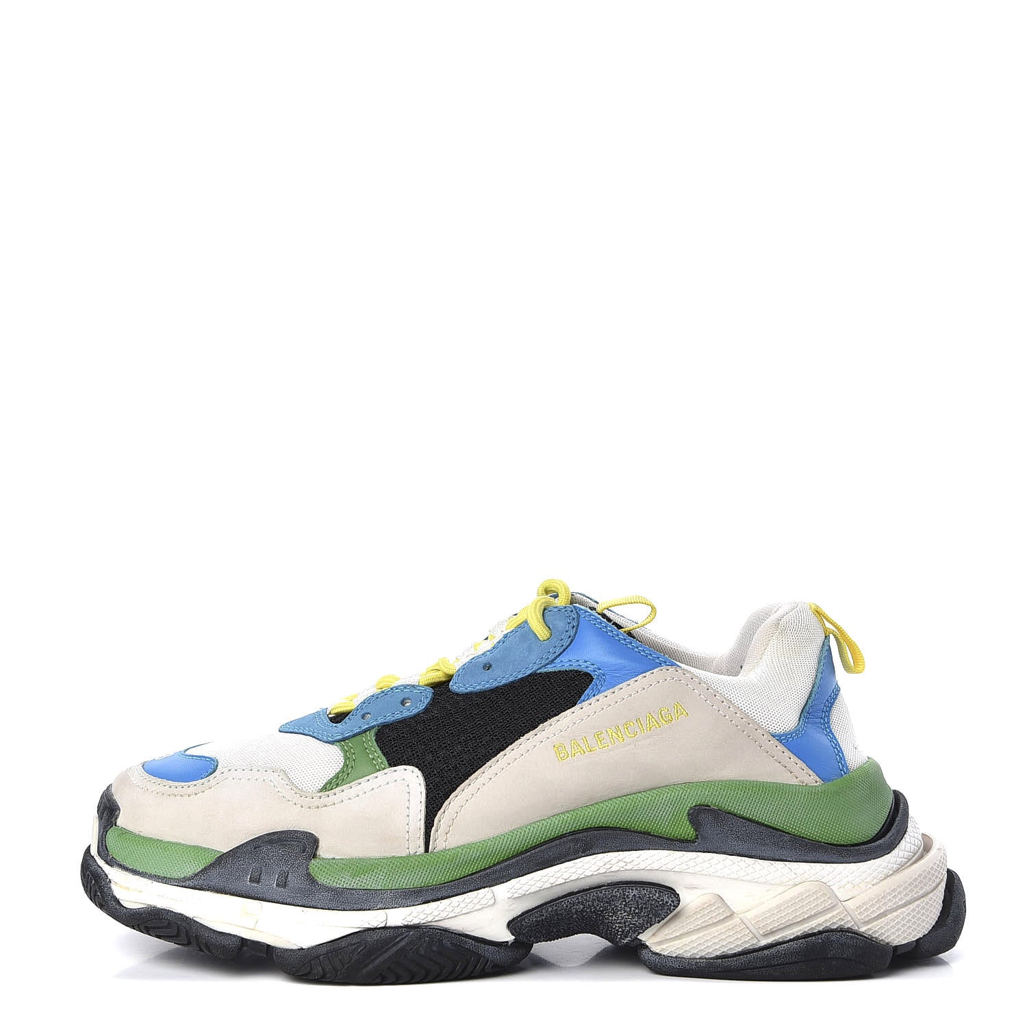 Balenciaga Fabric Mesh Nappa Mens Triple S Sneakers 43 Bleu White Vert Jaune 1 of 7