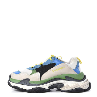 Balenciaga Fabric Mesh Nappa Mens Triple S Sneakers 43 Bleu White Vert Jaune 1 of 7