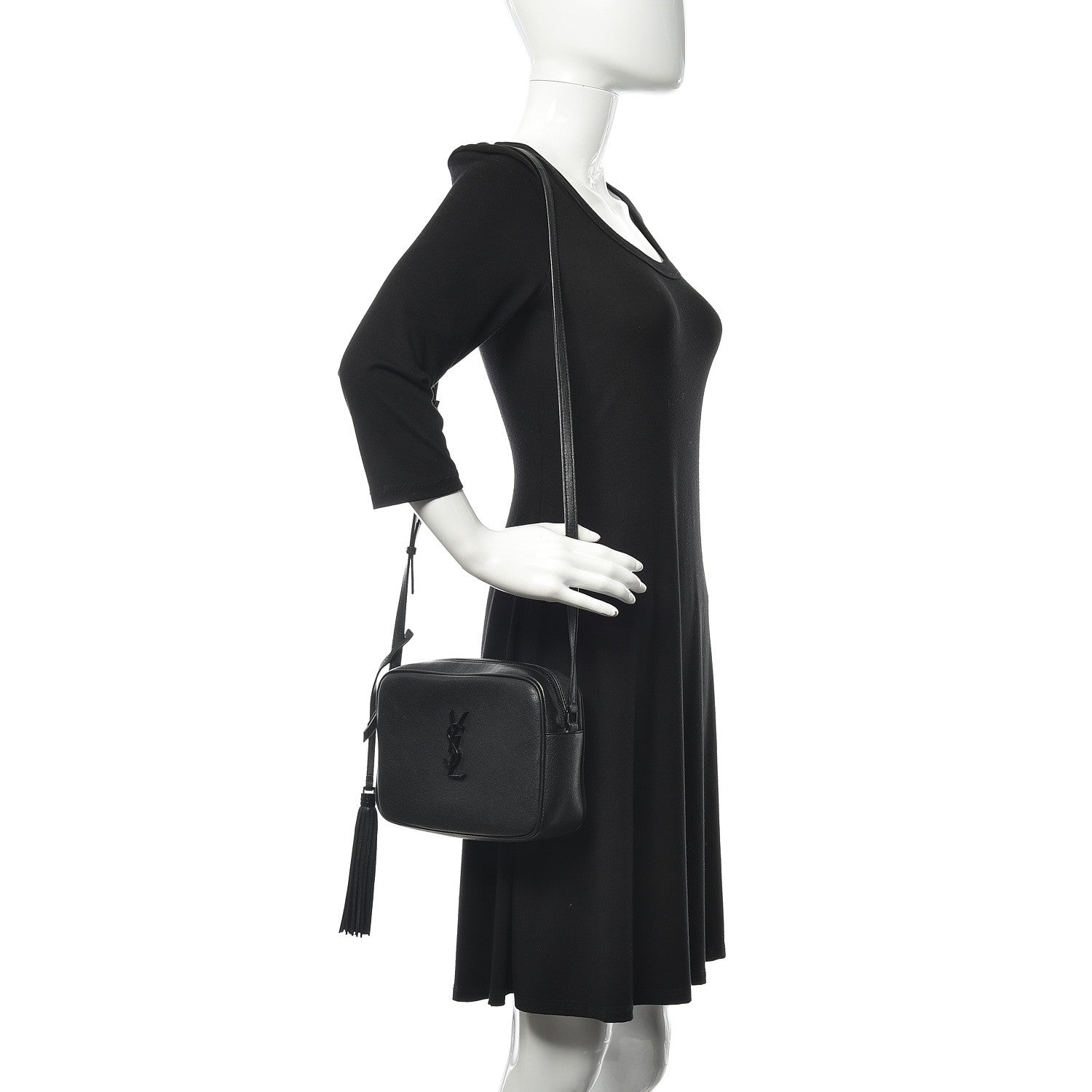 Saint Laurent Lambskin Monogram Lou Camera Bag Black 2 of 10