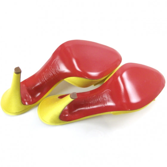 Christian Louboutin Satin Joli Noeud 957 Slides 40.5 Yellow 4 of 8