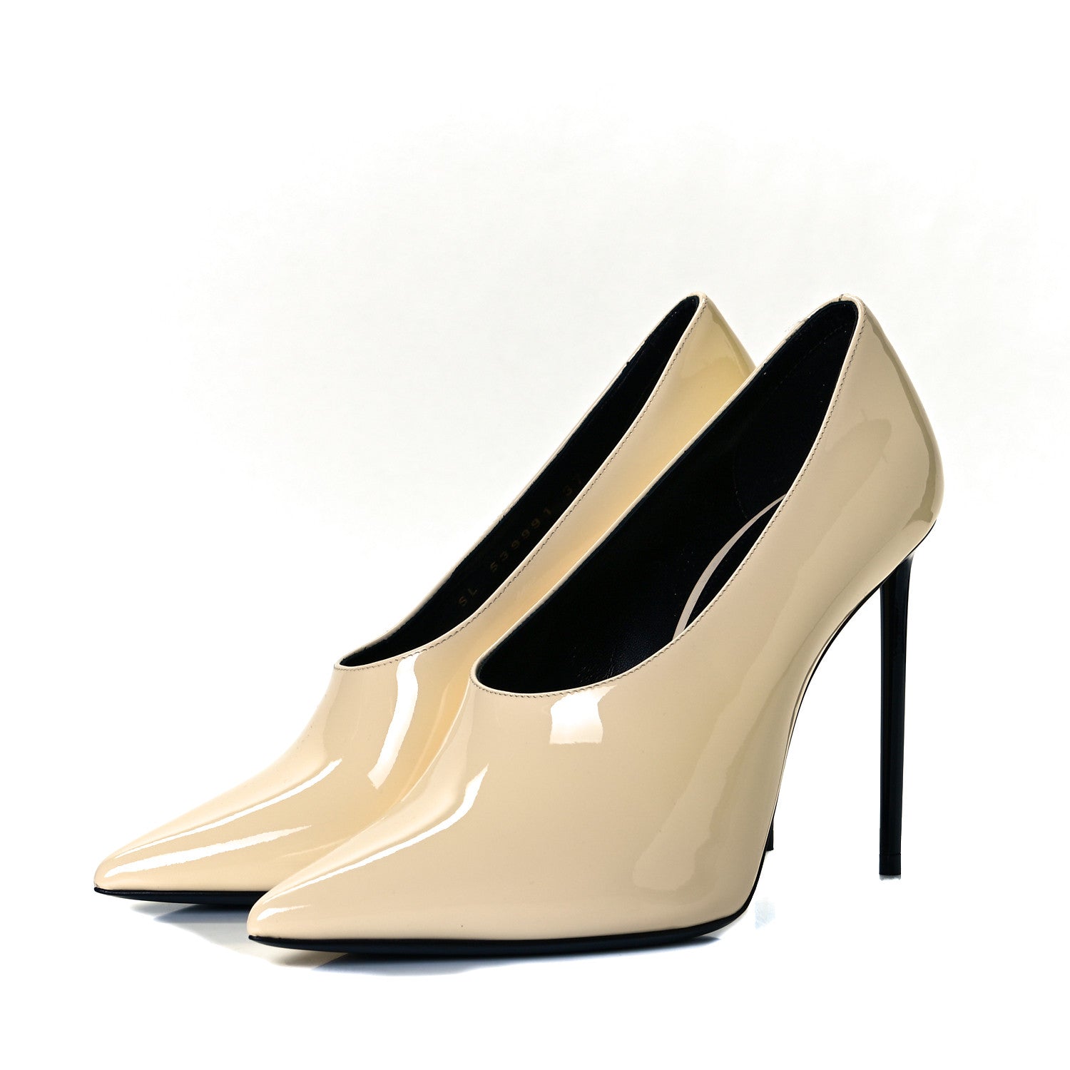 Saint Laurent Patent Calfskin Teddy High Vamp 105 Pumps 37 Porcellana 2 of 9