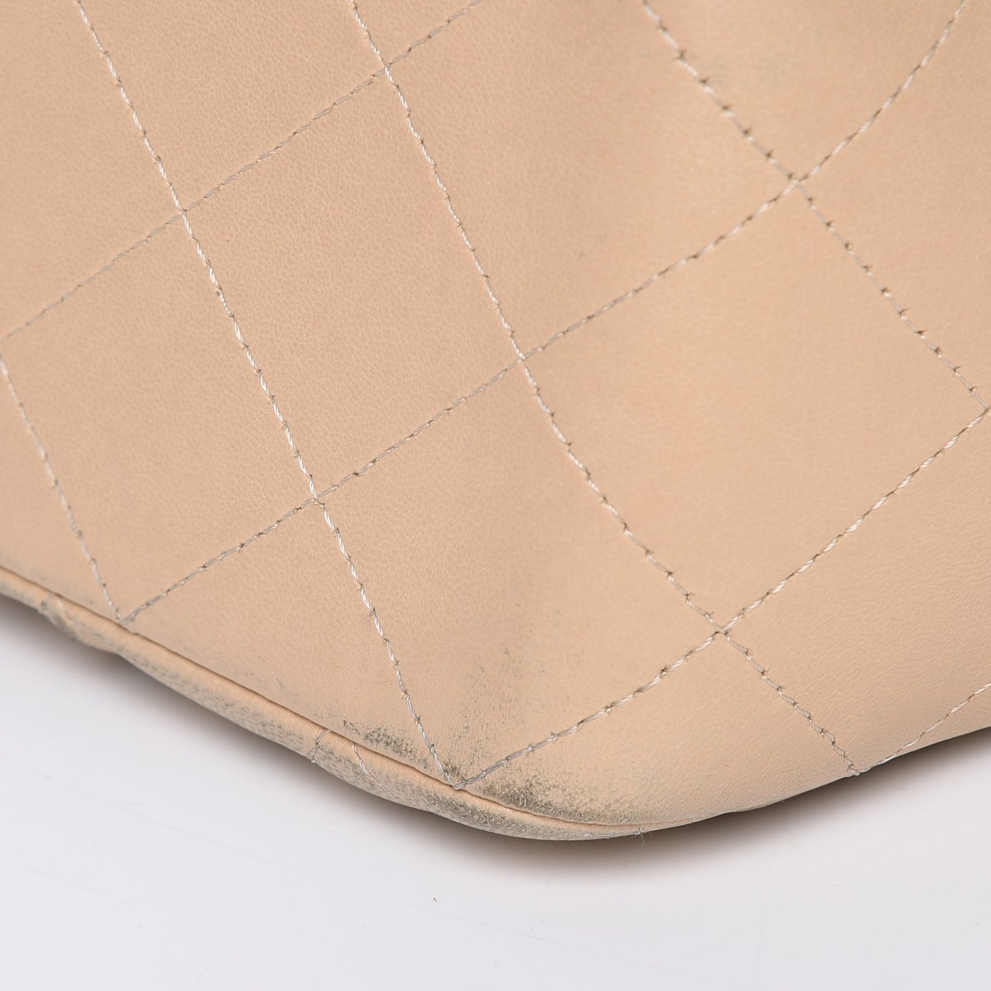 Lambskin Quilted Jumbo Single Flap Beige