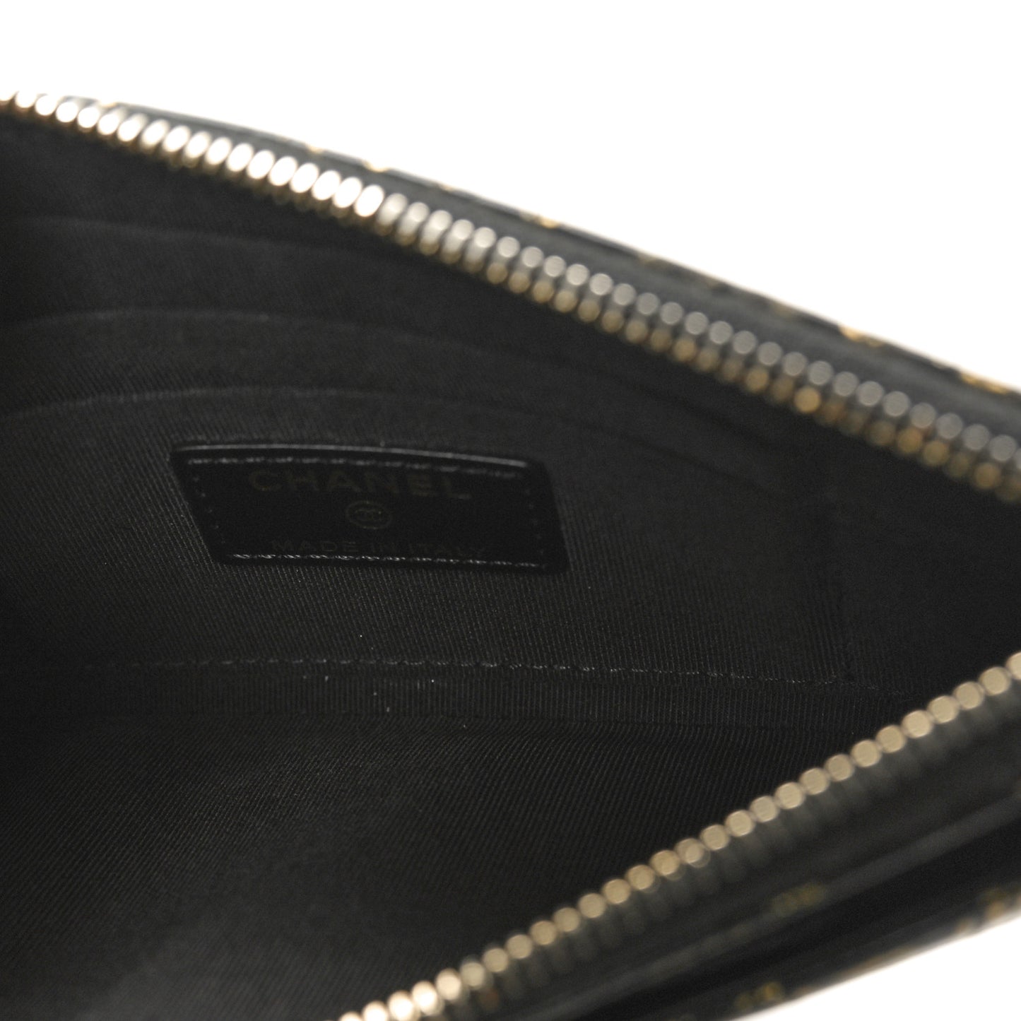 Calfskin Crocodile Embossed Graffiti 2.55 Cocodile Reissue Zip Pouch Black Gold