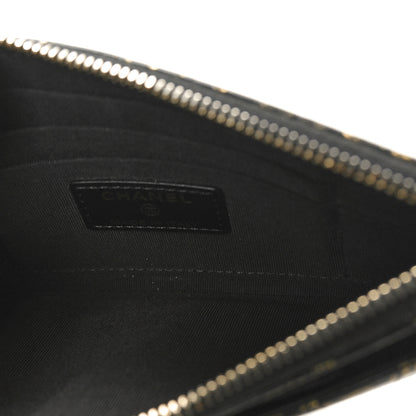 Chanel Calfskin Crocodile Embossed Graffiti 2.55 Cocodile Reissue Zip Pouch Black Gold 5 of 8