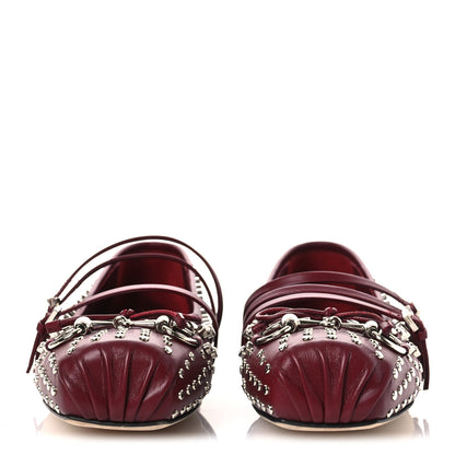 Gucci Nappa Carmaque Studded Horsebit Ballet Flats 39 Rosso Ancora 3 of 11