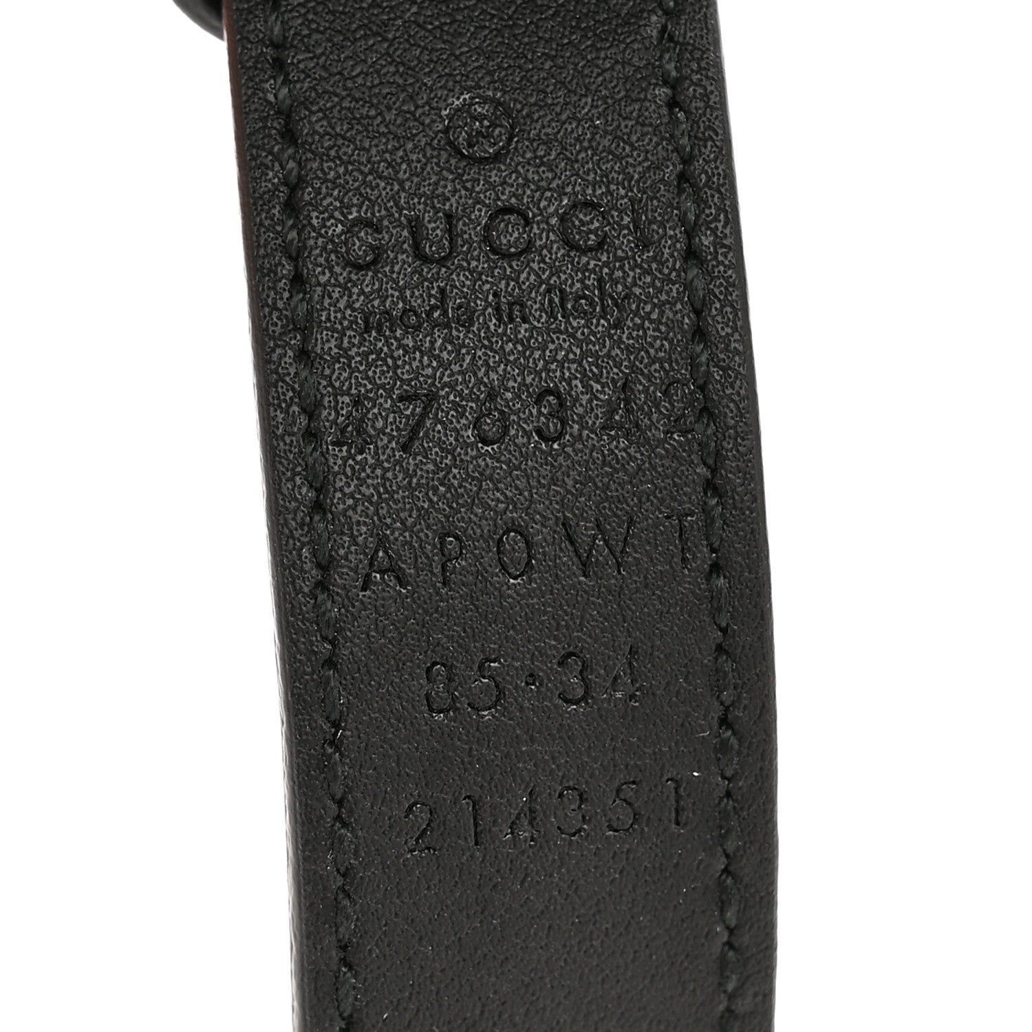 Gucci Calfskin Pearl Double G 20mm Belt 85 34 Black Cream 5 of 7