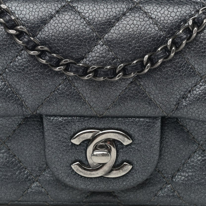 Chanel Metallic Caviar Quilted Extra Mini Flap Charcoal 8 of 11