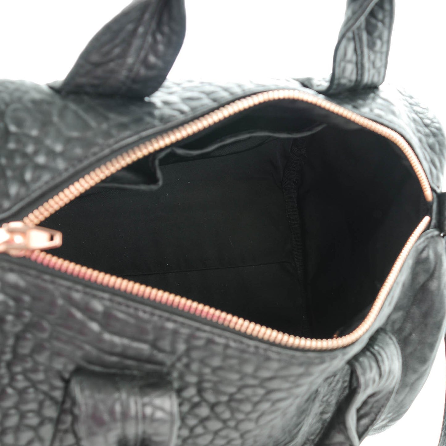 Pebbled Lambskin Rocco Black Rose Gold Hardware