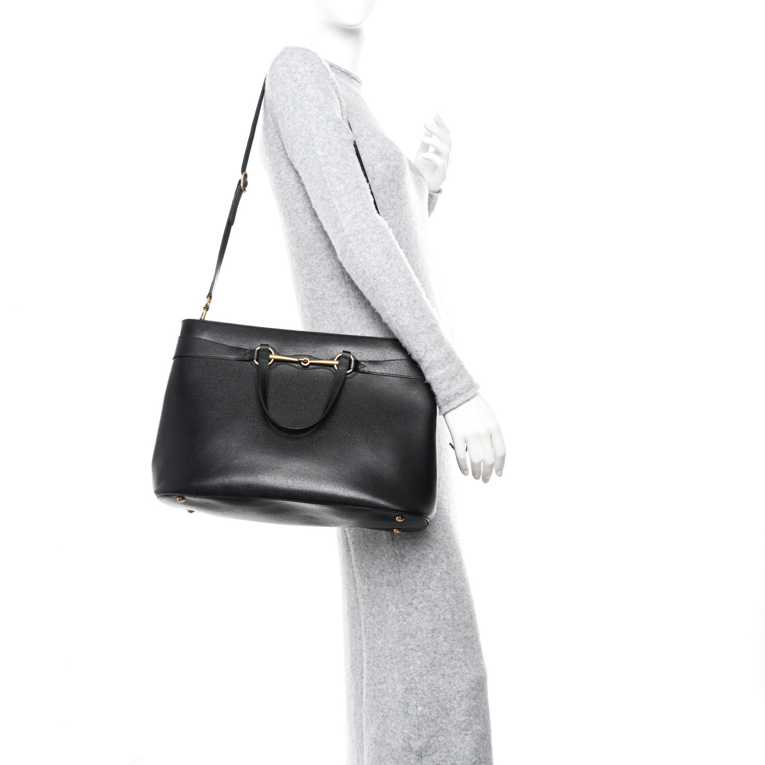 Gucci Textured Calfskin Large Bright Bit Tote Black 3 of 10