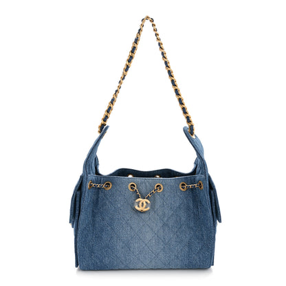 Chanel Washed Denim Quilted Small Chanel 25 Handbag Blue 1 of 10