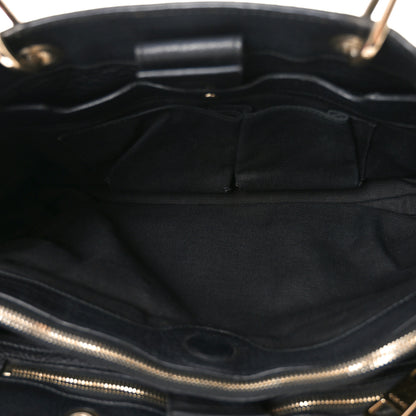 Gucci Pebbled Calfskin Medium Bamboo Shopper Tote Black 5 of 10